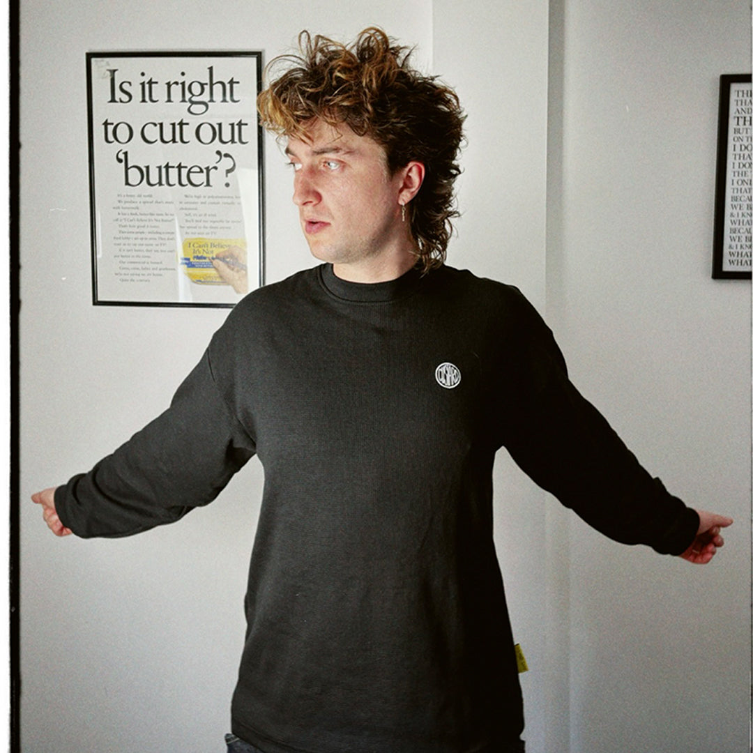 Waffle Acid House Long Sleeve T-Shirt | Black