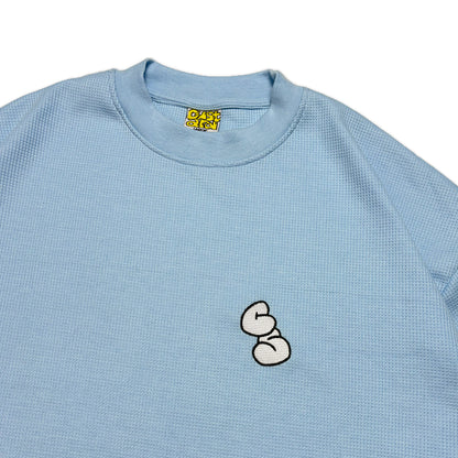 Waffle Boxy Embroidered T-Shirt | Blue