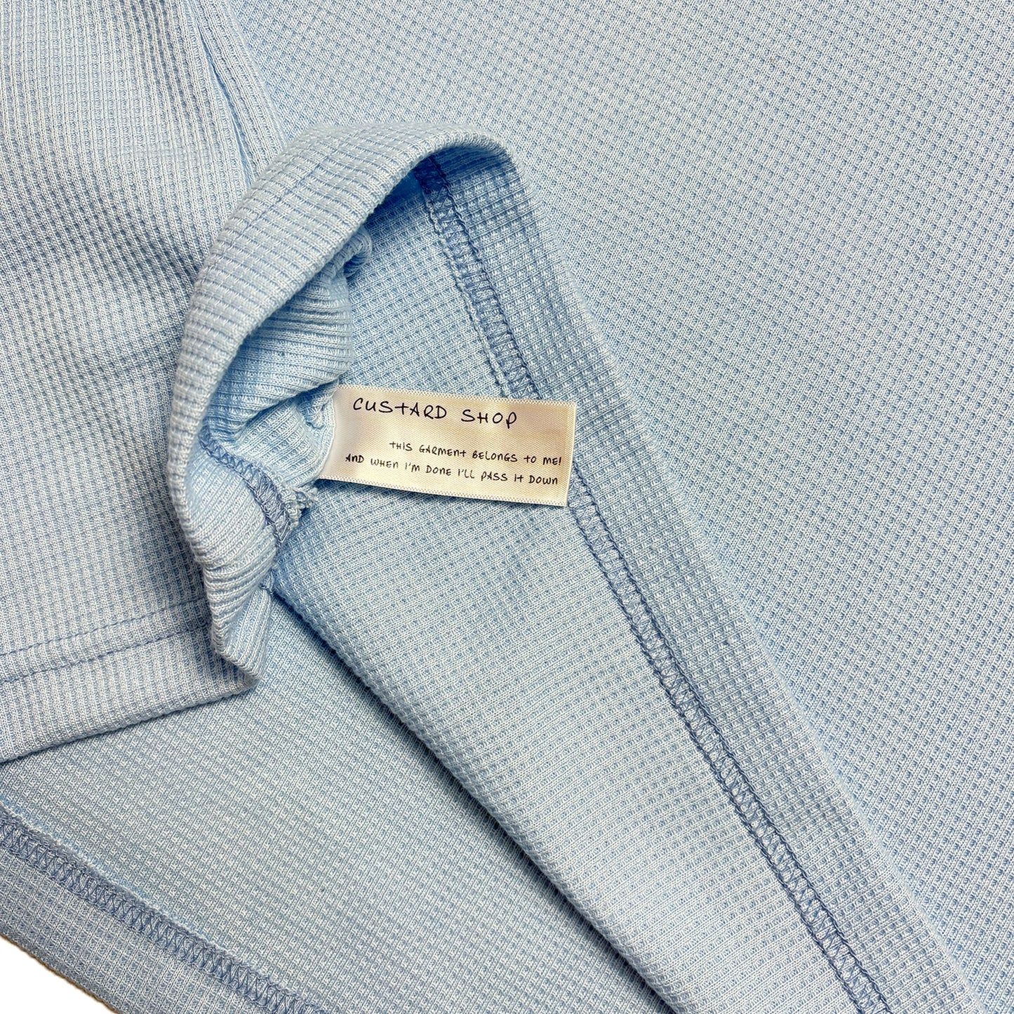 Waffle Boxy Embroidered T-Shirt | Blue