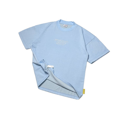 Heavyweight Block Print Boxy T-Shirt | Light Blue