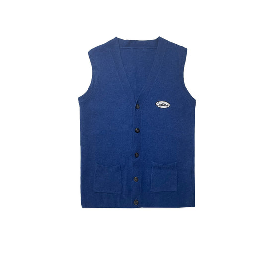 Custard Reclaimed Blue Cardigan Vest | Size Small