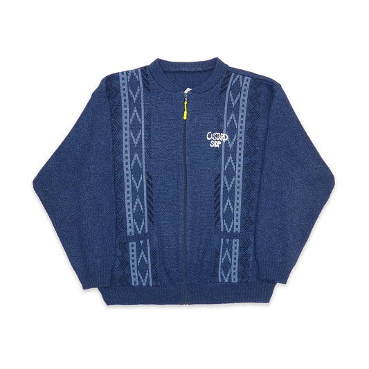 Custard Reclaimed Pattern Zip Cardigan | Size Medium