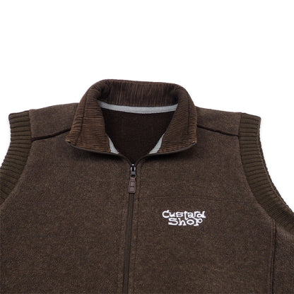 Custard Reclaimed Brown Fleece Gilet | Size Large