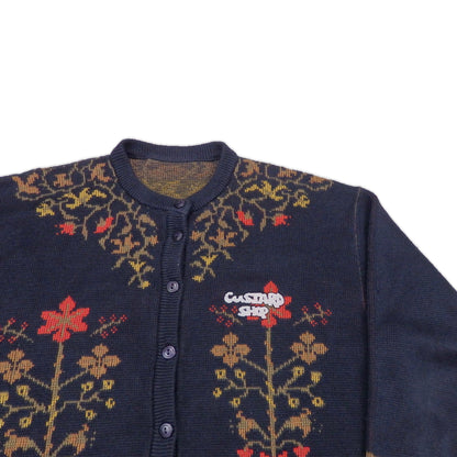Custard Reclaimed Black Floral Cardigan | Size Small