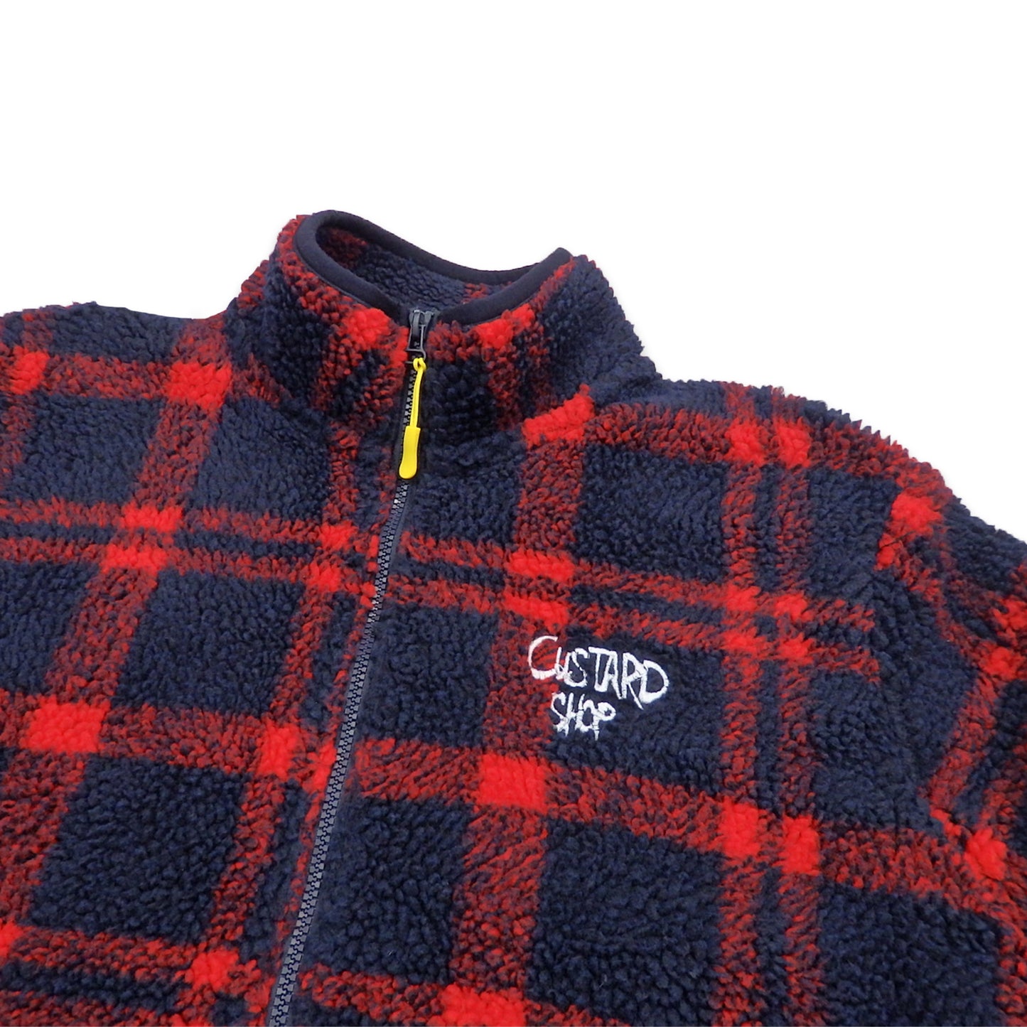 Custard Reclaimed Check Fleece | Size Large