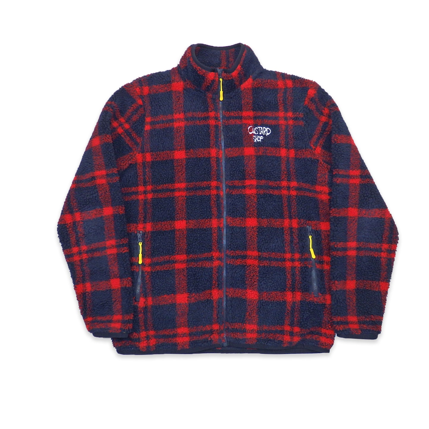 Custard Reclaimed Check Fleece | Size Large
