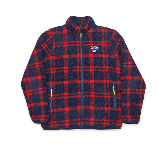 Custard Reclaimed Check Fleece | Size Large