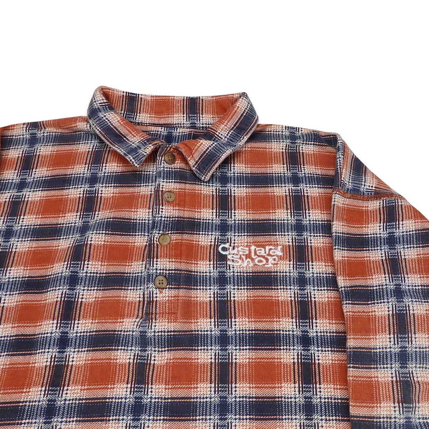 Custard Reclaimed Check Button-Up Shirt | Size Medium