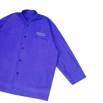 Custard Reclaimed Purple Grandad-Collar Shirt | Size Medium