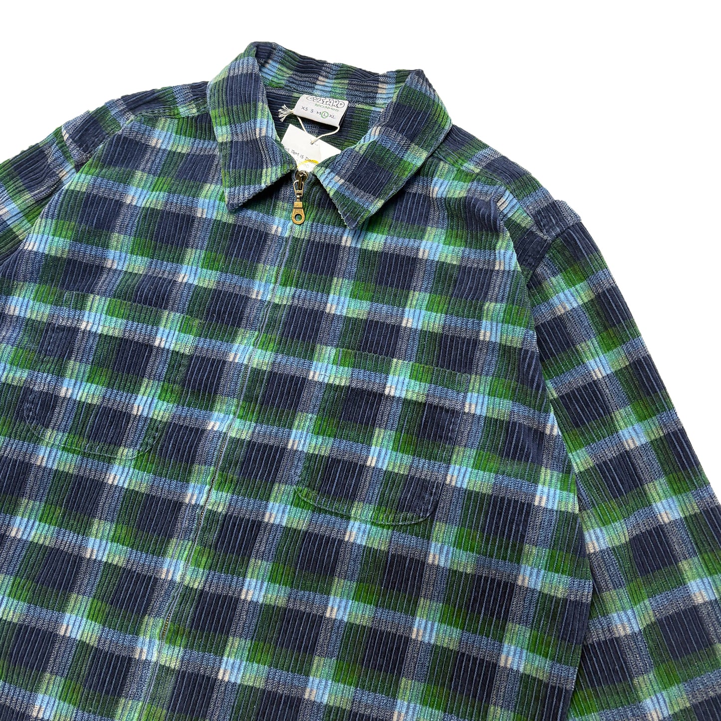 Custard Reclaimed Zip-through Corduroy Shirt | Size Large