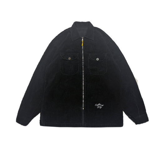 Custard Reclaimed Black Corduroy Full-Zip Shirt | Size XL