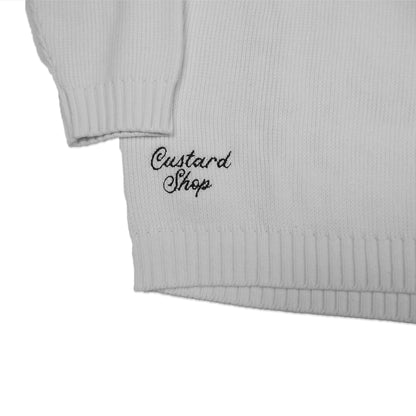 Custard Reclaimed White Pattern Jumper | Size Large