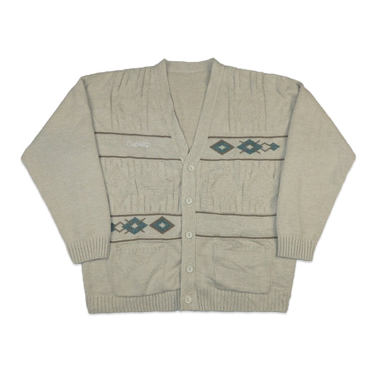 Custard Reclaimed Cream Pattern Cardigan | Size Large