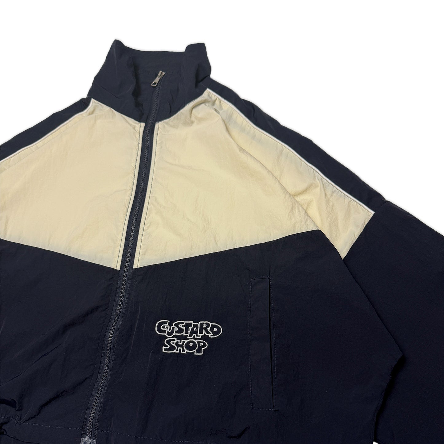 Custard Reclaimed Cropped Track Jacket | Size Small
