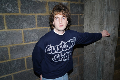 Heavyweight Boxy Graffiti Print T-Shirt | Navy