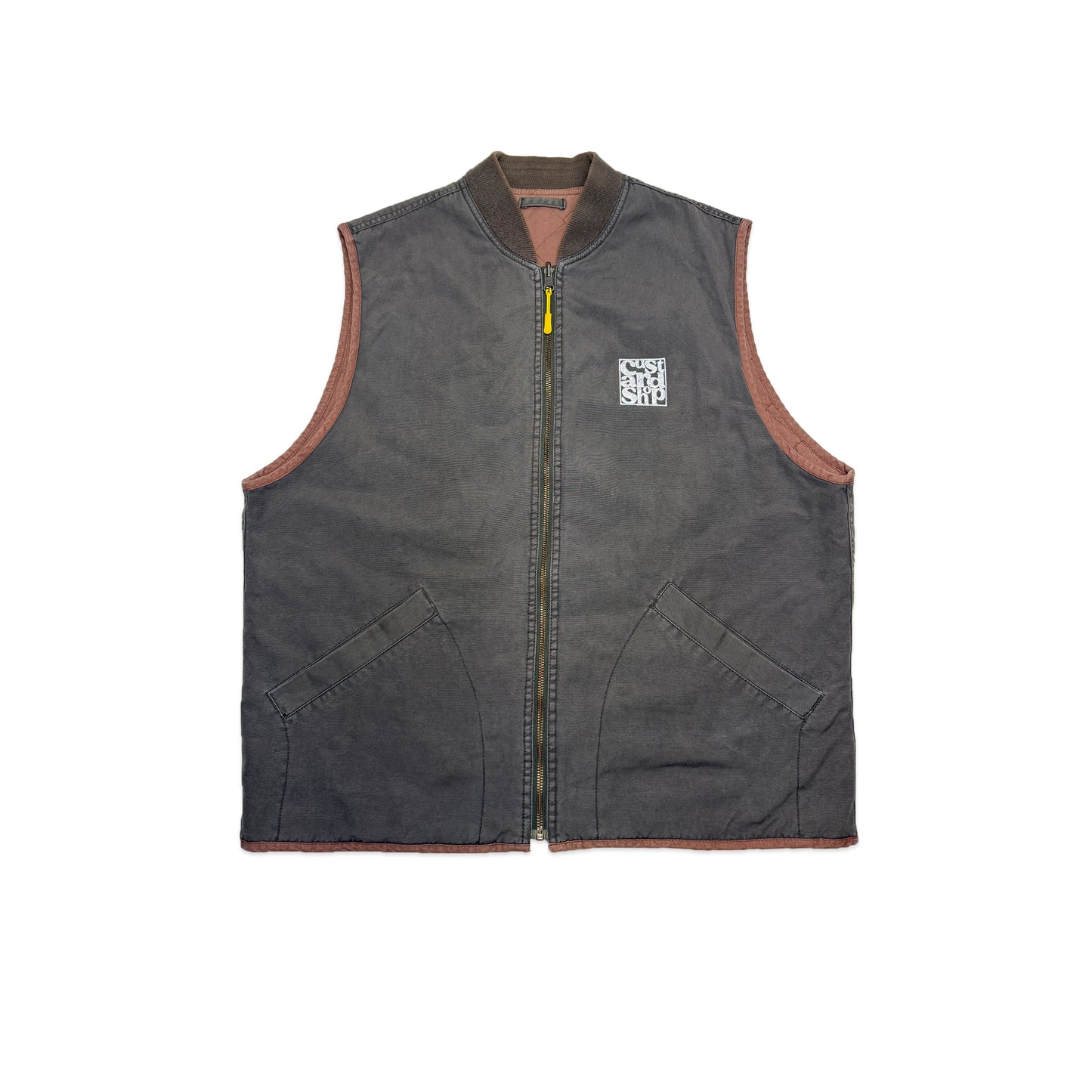 Custard Reclaimed Zip-up Gilet | Size Large