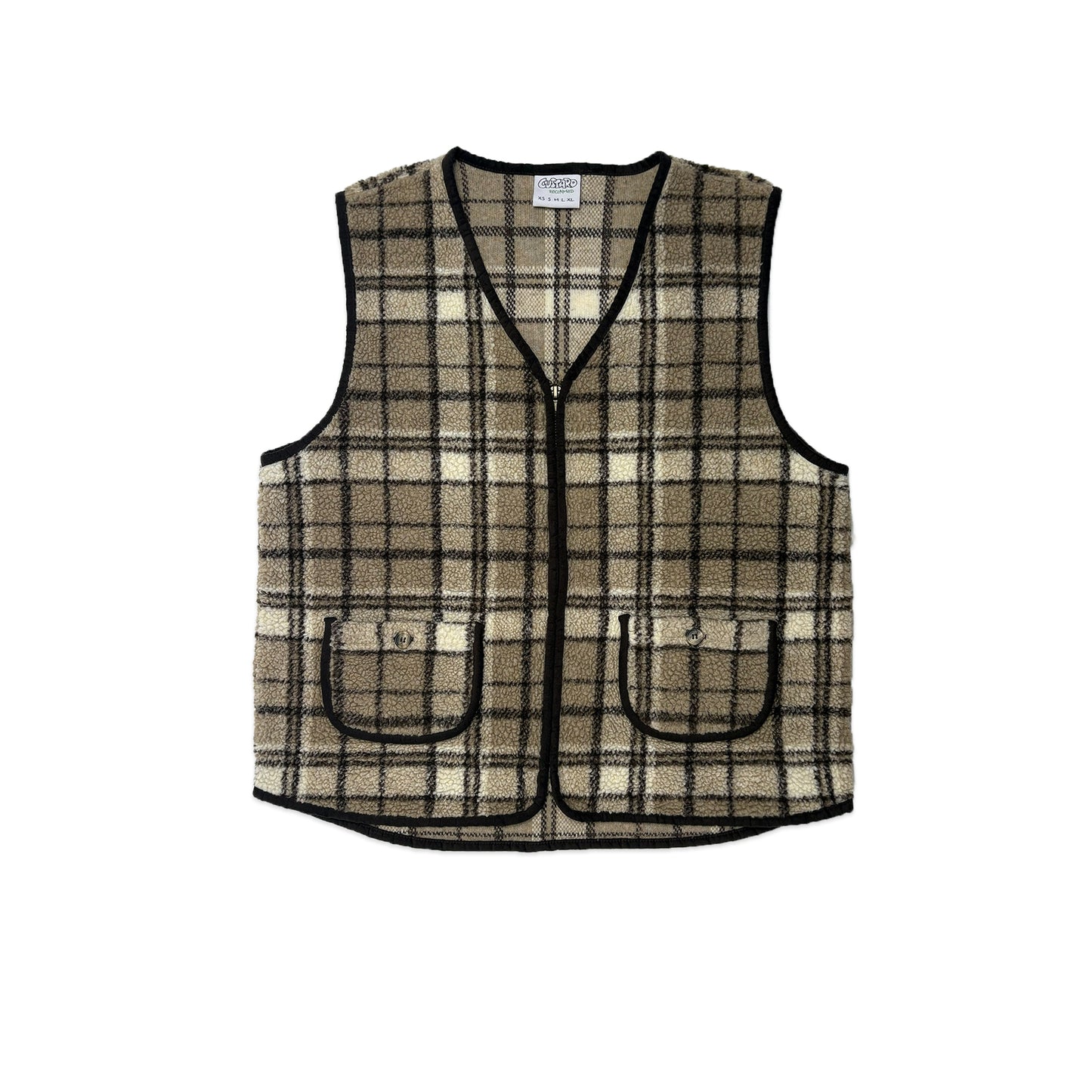 Custard Reclaimed Zip Pattern Gilet | Size Small
