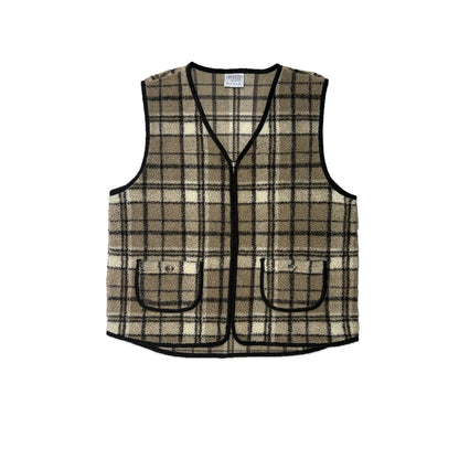 Custard Reclaimed Zip Pattern Gilet | Size Small