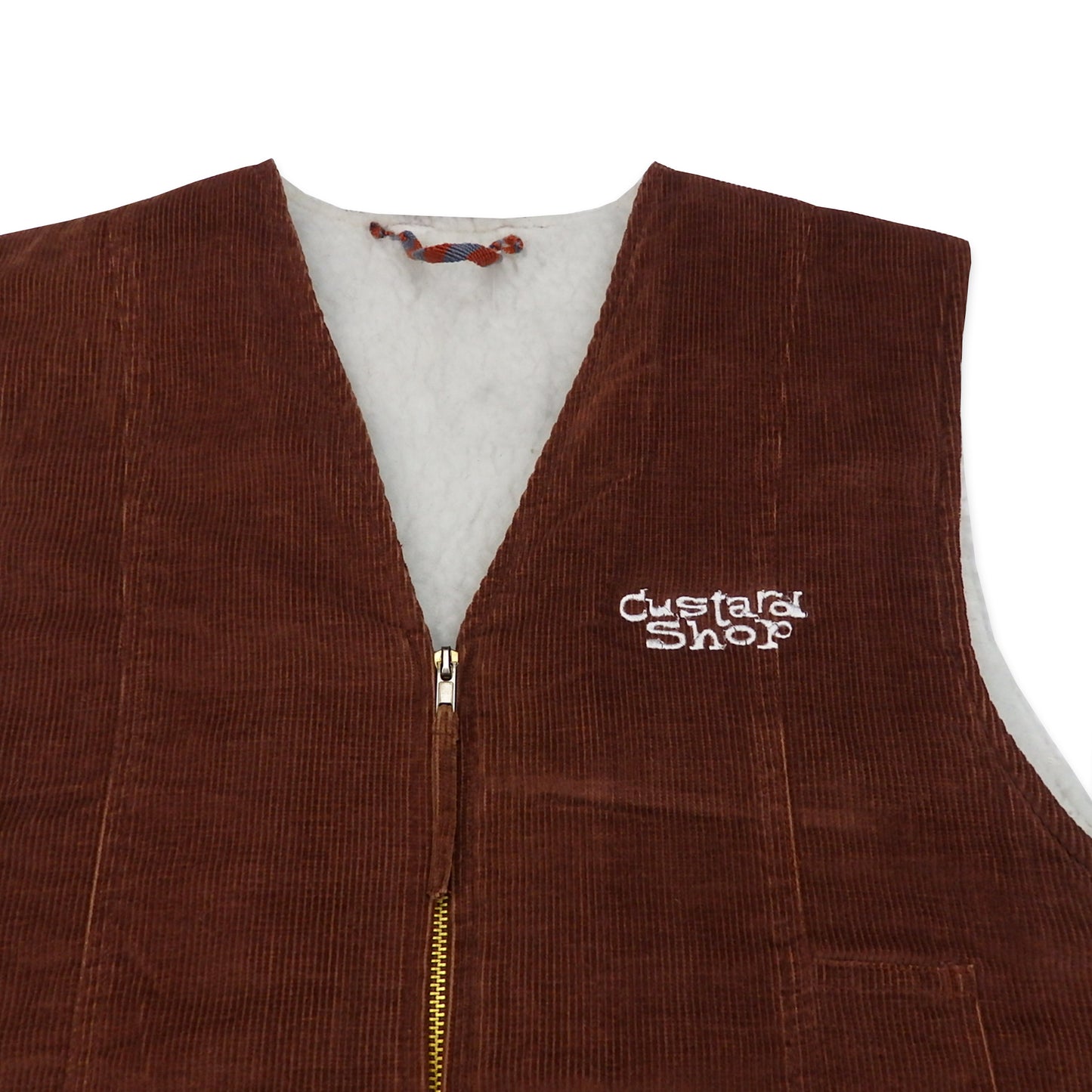 Custard Reclaimed Sherpa Lined Corduroy Gilet | Size Large