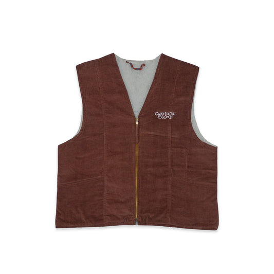 Custard Reclaimed Sherpa Lined Corduroy Gilet | Size Large