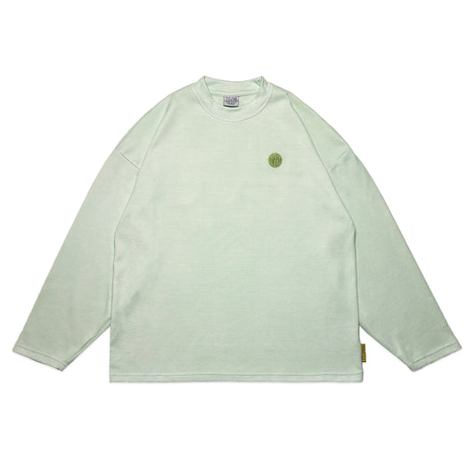 Waffle Acid House Long Sleeve Baggy Cuff T-Shirt | Aloe Green