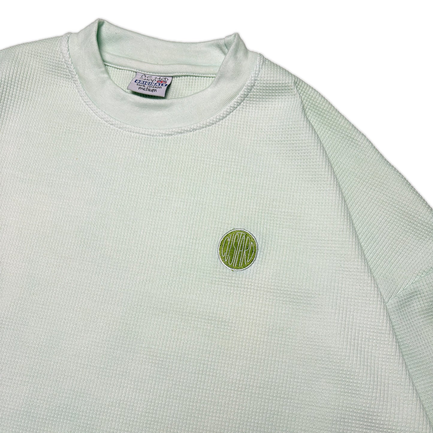 Waffle Acid House Long Sleeve Baggy Cuff T-Shirt | Aloe Green