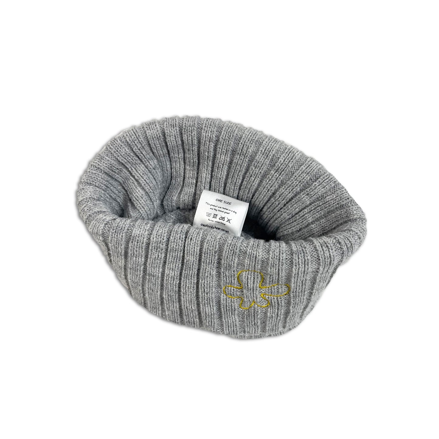 Embroidered Chunky Knit Beanie | Grey