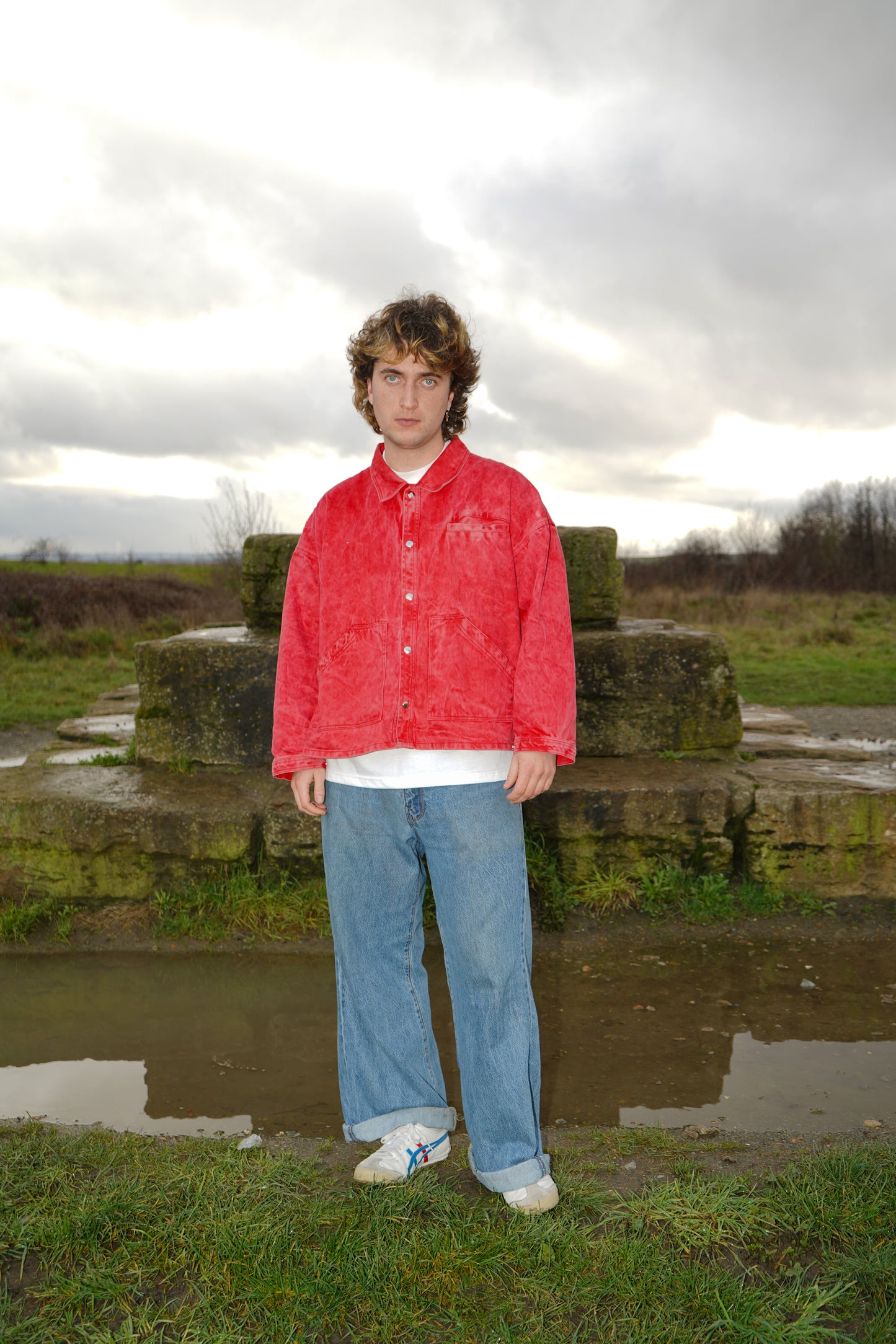 Berwick Boxy Chore Jacket | Acid Wash Red