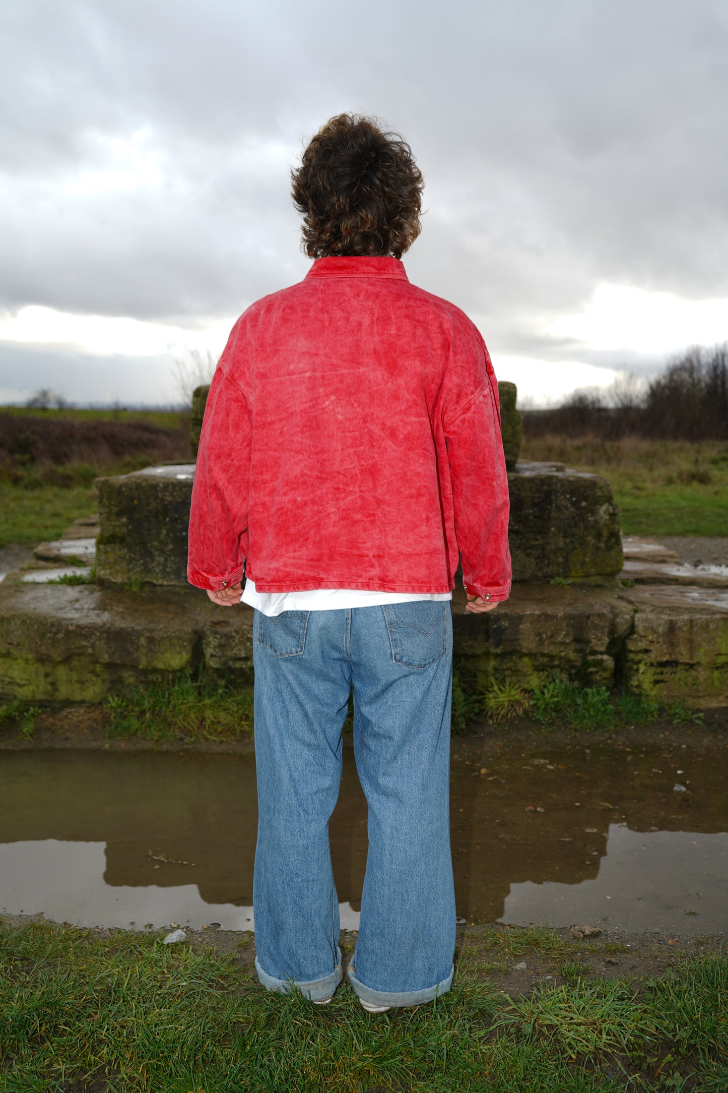 Berwick Boxy Chore Jacket | Acid Wash Red