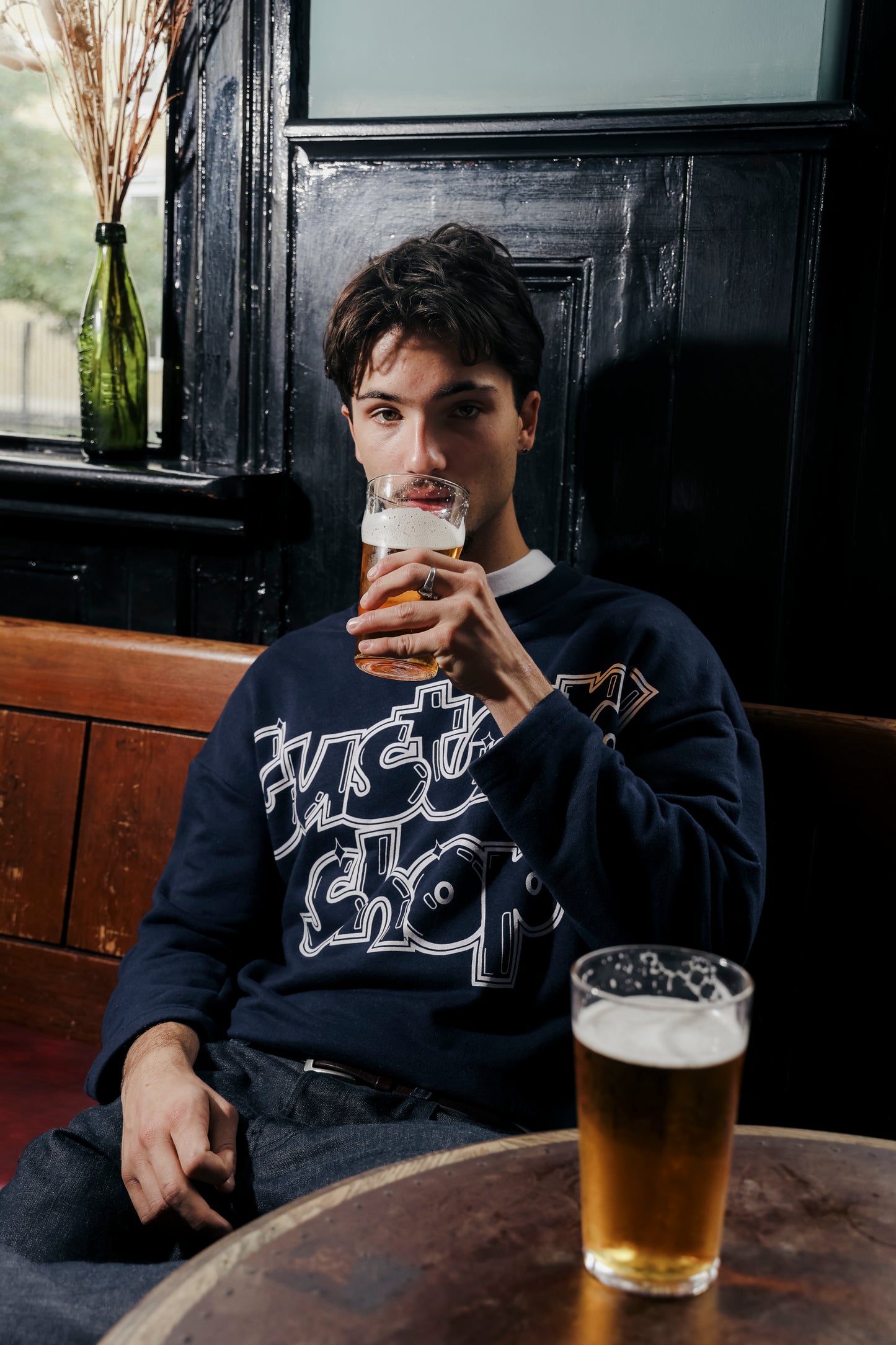 Heavyweight Boxy Graffiti Print T-Shirt | Navy