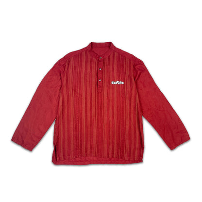 Custard Reclaimed Mandarin Collar Red Shirt | Size Medium