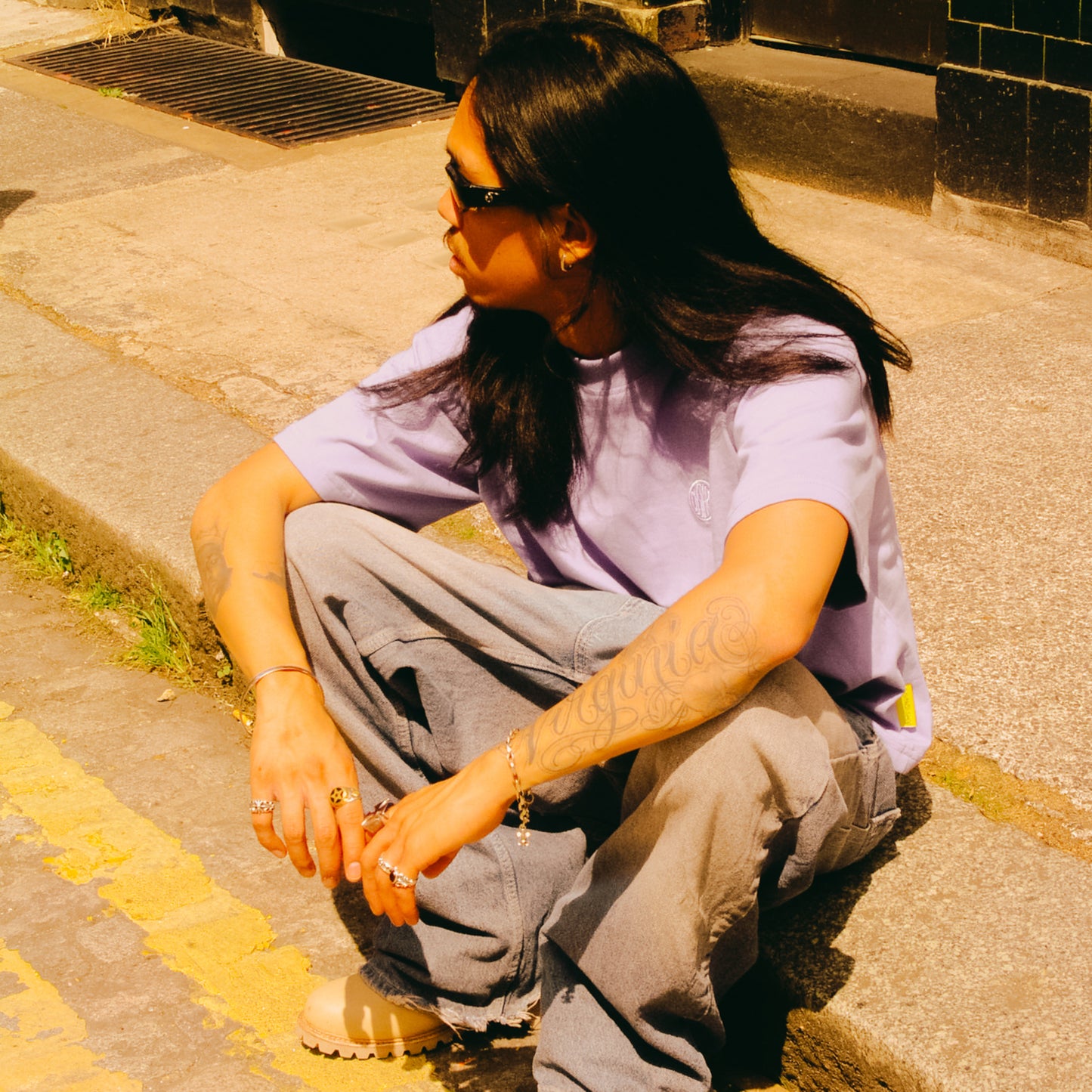 Lightweight Boxy Acid House T-Shirt | Lilac