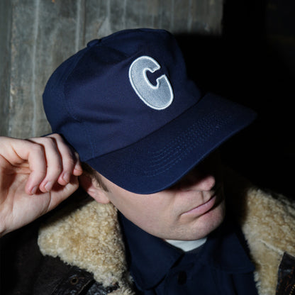 Navy Cotton 6 Panel Initial Cap