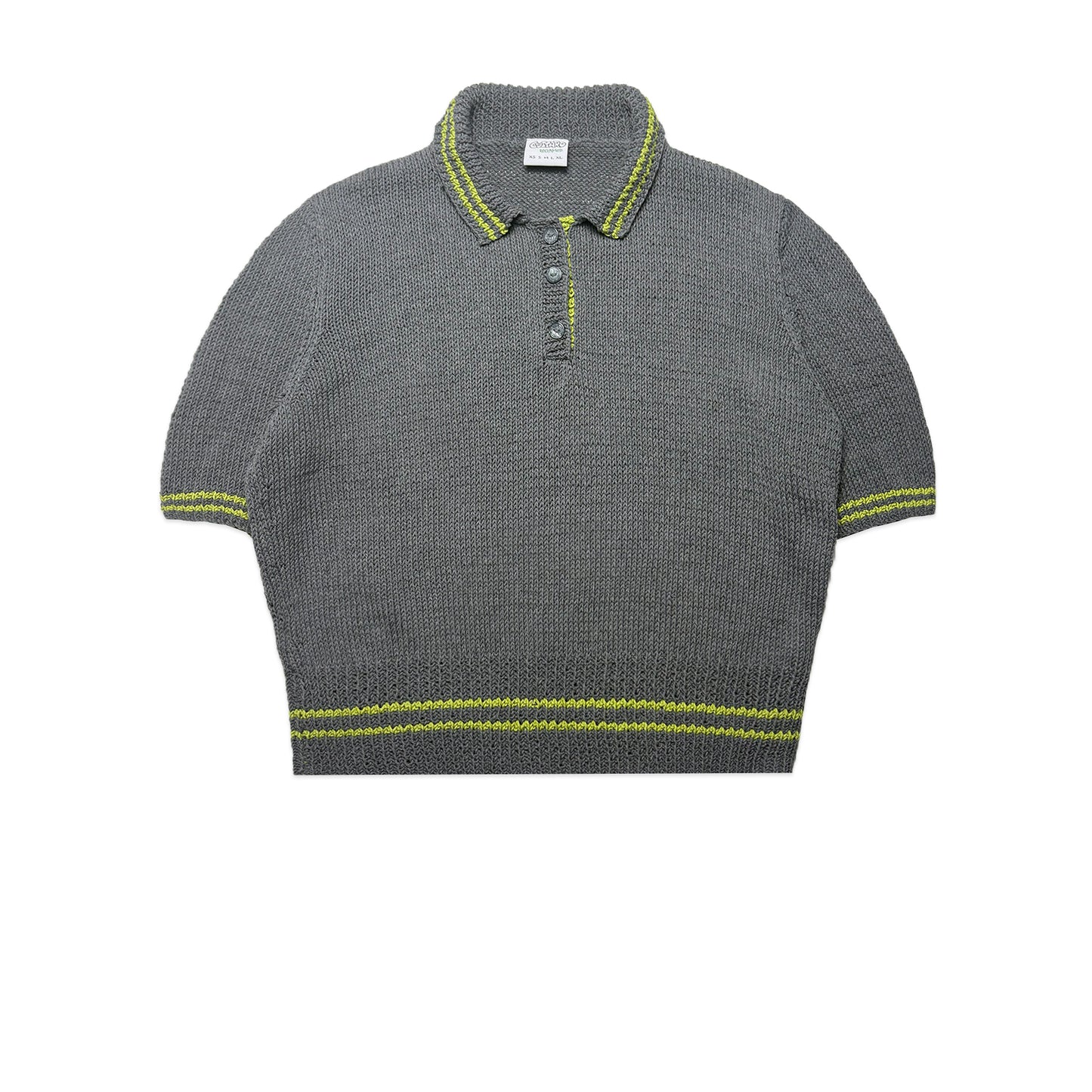 Custard Reclaimed Hand Knit Polo | Size Medium