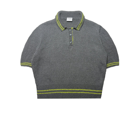 Custard Reclaimed Hand Knit Polo | Size Medium