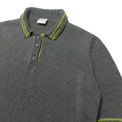 Custard Reclaimed Hand Knit Polo | Size Medium
