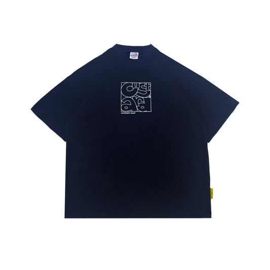 Heavyweight Geometric Print T-Shirt | Navy