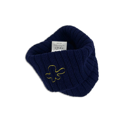Embroidered Chunky Knit Beanie | Navy