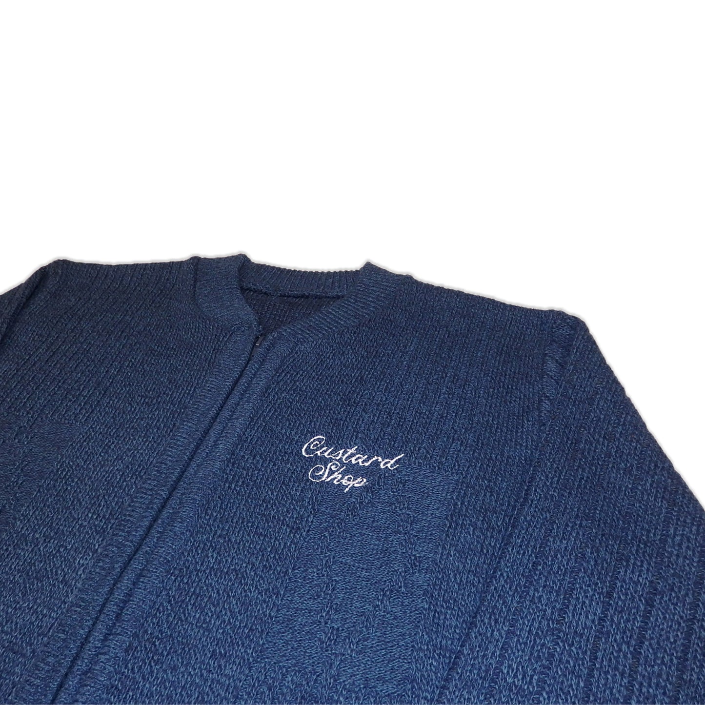 Custard Reclaimed Navy Zip Cardigan | Size Medium