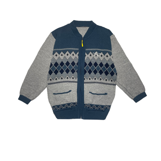 Custard Reclaimed Navy Pattern Cardigan | Size Medium