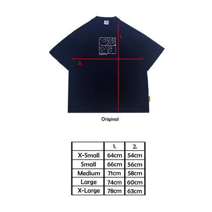 Heavyweight Geometric Print T-Shirt | Navy