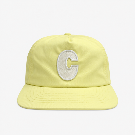 Pastel Yellow Cotton 6 Panel Initial Adjustable Cap