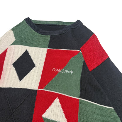 Custard Reclaimed Patterned Golf-Style Jumper | Size XL