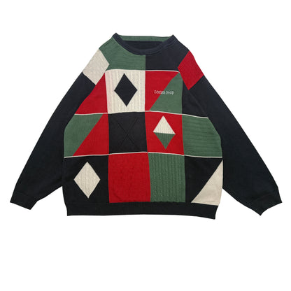 Custard Reclaimed Patterned Golf-Style Jumper | Size XL