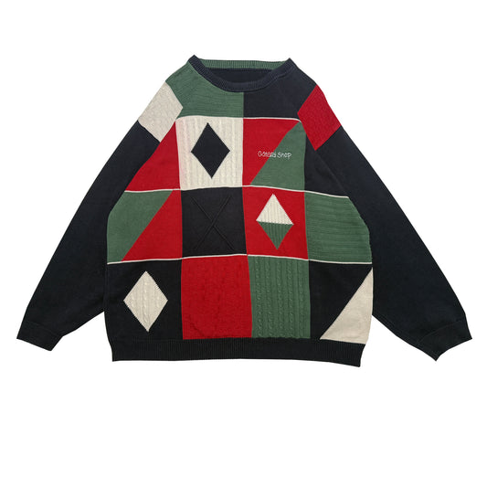 Custard Reclaimed Patterned Golf-Style Jumper | Size XL