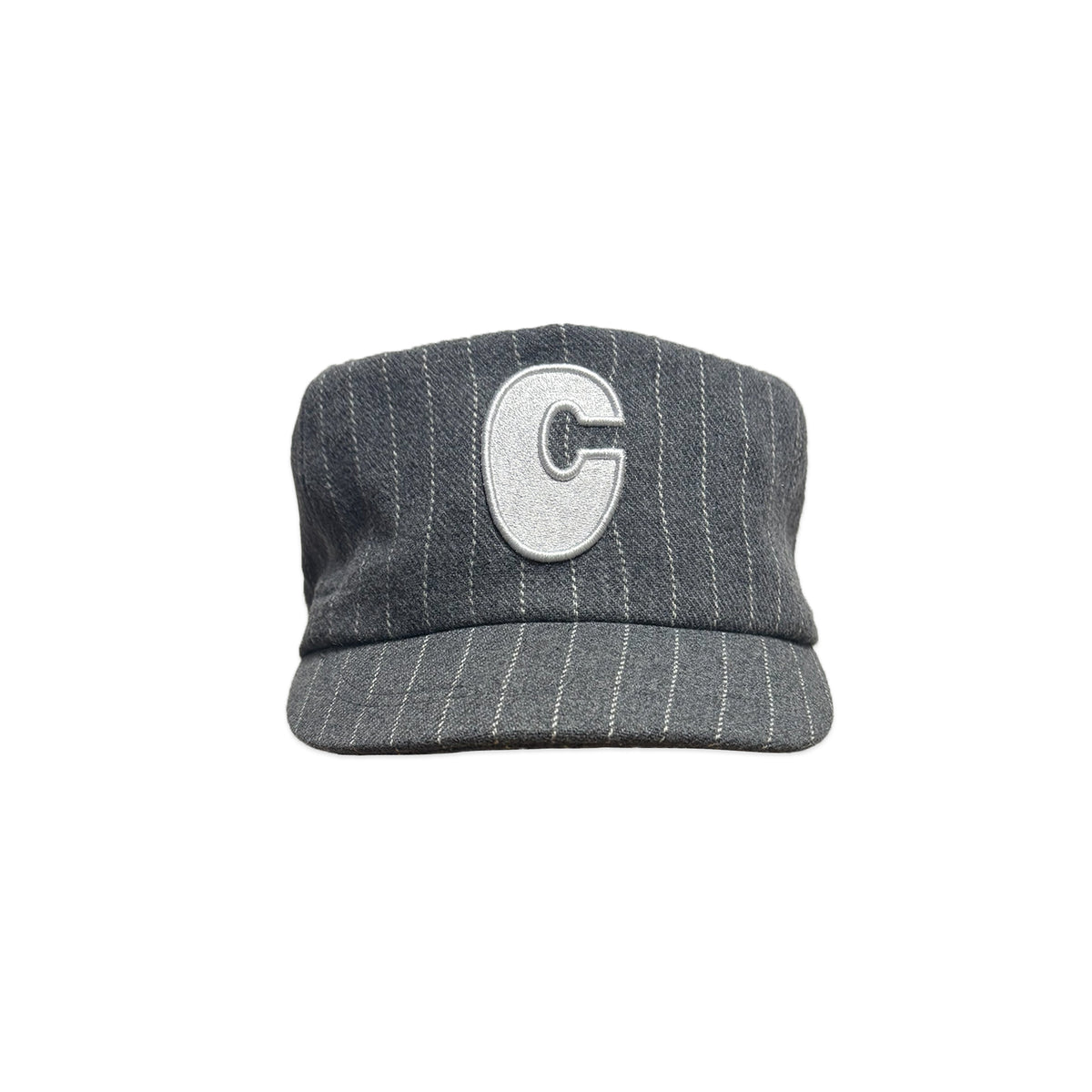 (Pre-Order) Pinstripe Wool 6 Panel Short Brim Initial Adjustable Cap