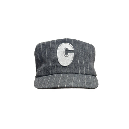 (Pre-Order) Pinstripe Wool 6 Panel Short Brim Initial Adjustable Cap