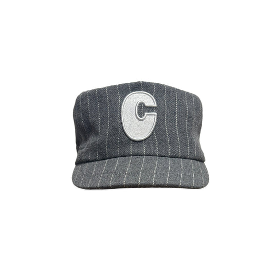 (Pre-Order) Pinstripe Wool 6 Panel Short Brim Initial Adjustable Cap