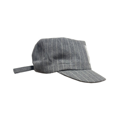 (Pre-Order) Pinstripe Wool 6 Panel Short Brim Initial Adjustable Cap