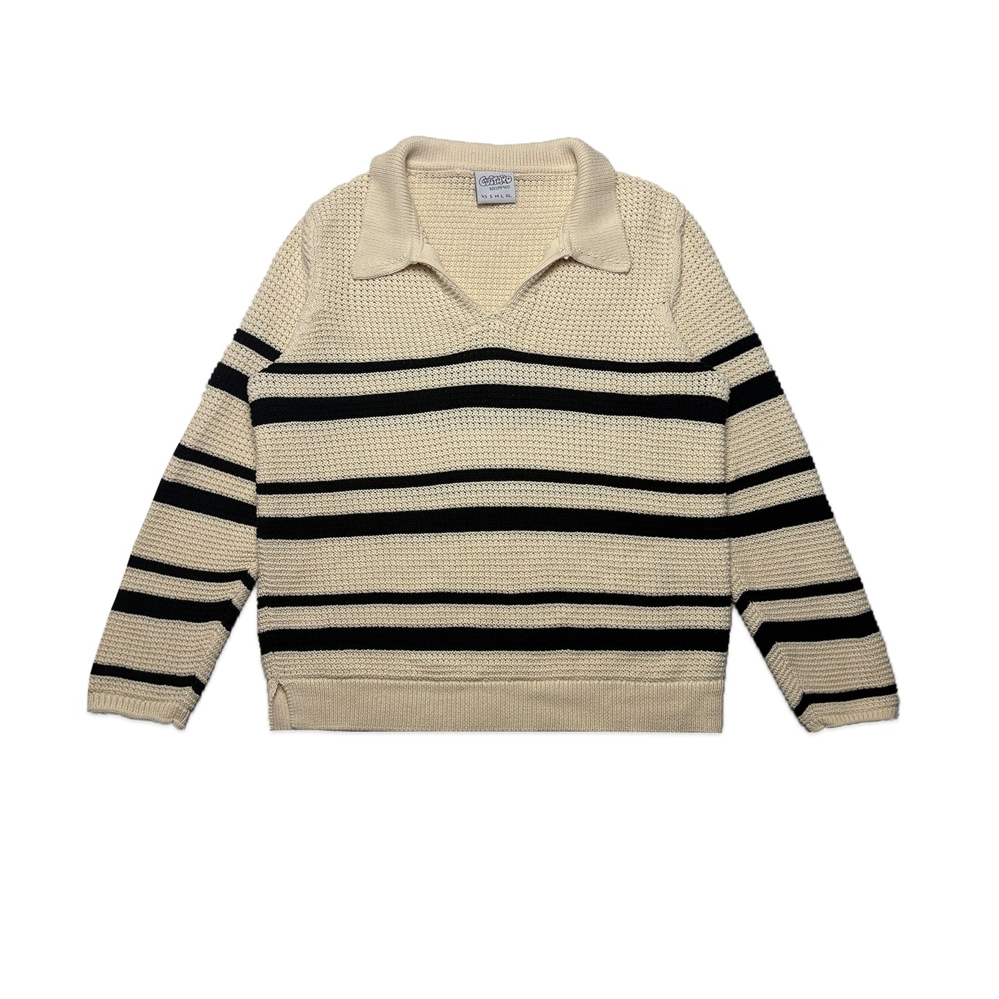 Custard Reclaimed Mesh Knit Polo | Size Small